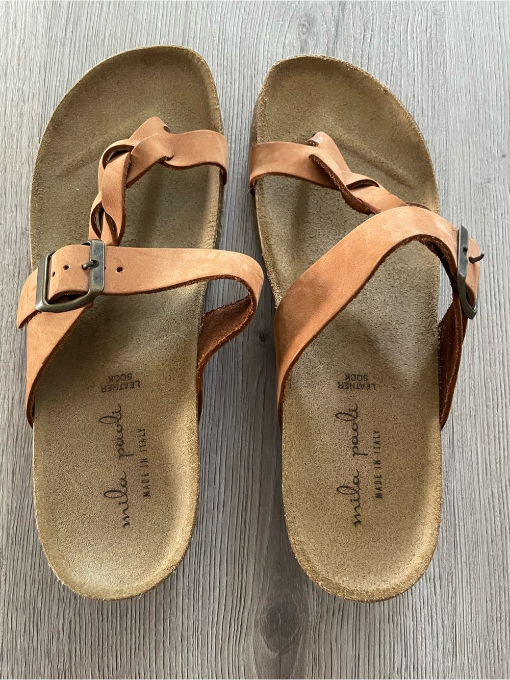 Mila Paoli Leather wedge Cork sandals Sz 8